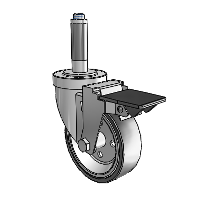 30 Series Expanding Adapter Zinc Swivel Caster with 4 x 1.25 Welded Disc Rubber (Black) Wheel and PosiLoc Brake