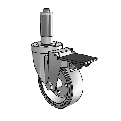 30 Series Expanding Adapter Zinc Swivel Caster with 4 x 1.25 Welded Disc Rubber (Grey) Wheel and PosiLoc Brake