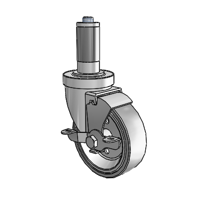 30 Series Expanding Adapter Zinc Swivel Caster with 4 x 1.25 Welded Disc Rubber (Grey) Wheel and VertiLoc Brake