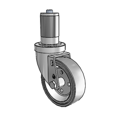 30 Series Expanding Adapter Zinc Swivel Caster with 4 x 1.25 Welded Disc Rubber (Grey) Wheel