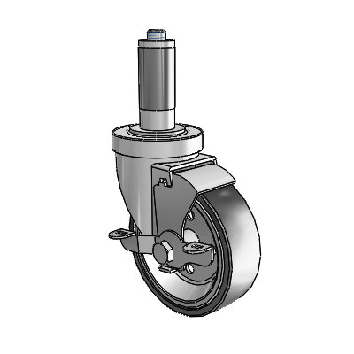 30 Series Expanding Adapter Zinc Swivel Caster with 4 x 1.25 Welded Disc Polyurethane Wheel and VertiLoc Brake