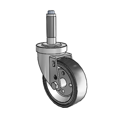 30 Series Expanding Adapter Zinc Swivel Caster with 4 x 1.25 Welded Disc Polyurethane Wheel