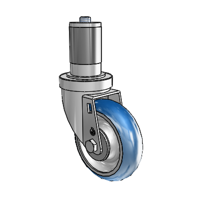 30 Series Expanding Adapter Zinc Swivel Caster with 4 x 1.25 PolyLoc (Blue) Wheel