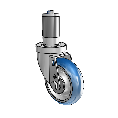 30 Series Expanding Adapter Zinc Swivel Caster with 4 x 1.25 PolyLoc (Blue) Wheel