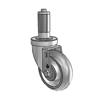 30 Series Expanding Adapter Zinc Swivel Caster with 4 x 1.25 PolyLock (Grey) Wheel