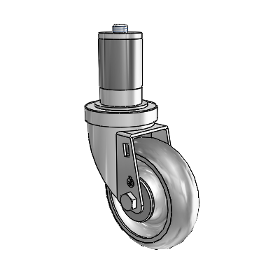 30 Series Expanding Adapter Zinc Swivel Caster with 4 x 1.25 PolyLock (Grey) Wheel