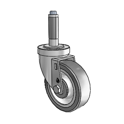 30 Series Expanding Adapter Zinc Swivel Caster with 4 x 1.25 Advantage TPR (Flat) Wheel