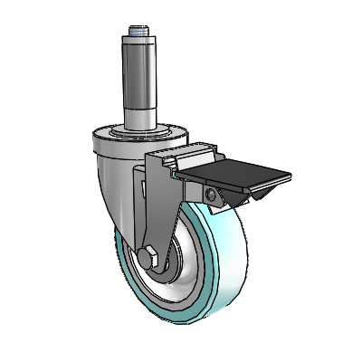 30 Series Expanding Adapter Zinc Swivel Caster with 4 x 1.25 Advantage Health Wheel and PosiLoc Brake