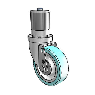 30 Series Expanding Adapter Zinc Swivel Caster with 4 x 1.25 Advantage Health Wheel