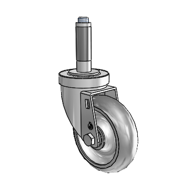 30 Series Expanding Adapter Zinc Swivel Caster with 4 x 1.25 PolyLock (Grey) Wheel