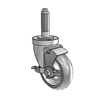 30 Series Expanding Adapter Zinc Swivel Caster with 4 x 1.25 Advantage TPR (Round) Wheel and VertiLoc Brake