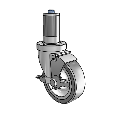 30 Series Expanding Adapter Zinc Swivel Caster with 4 x 1.25 Advantage TPR (Flat) Wheel and VertiLoc Brake