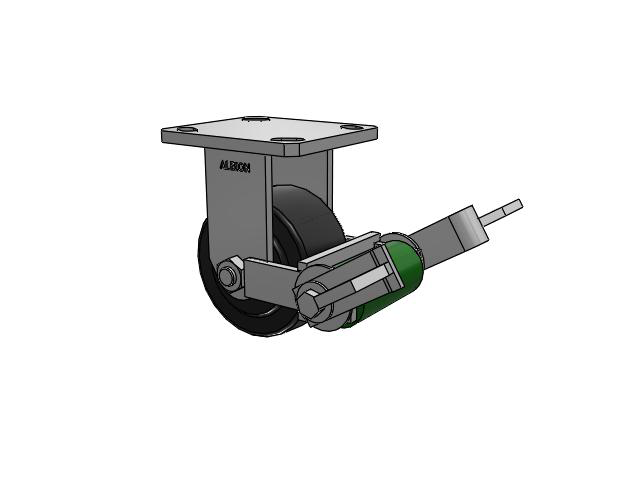 110 Series Kingpinless Top Plate Rigid Caster with 4 x 2 Black Polymer NX - Trionix High Impact Polymer Wheel and Poly Cam Brake