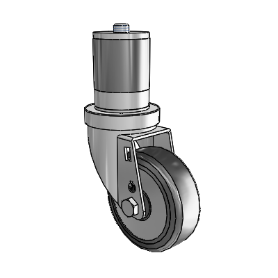 30 Series Expanding Adapter Zinc Swivel Caster with 4 x 1.25 Hard Rubber (+ Side Plates) Wheel
