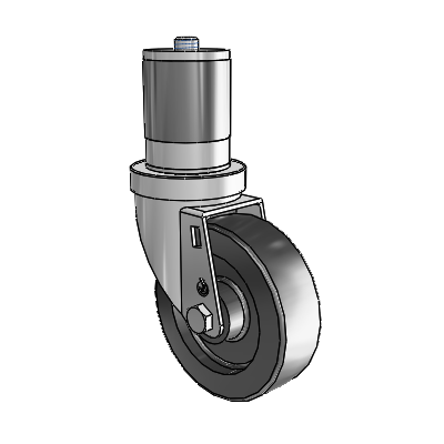 30 Series Expanding Adapter Zinc Swivel Caster with 4 x 1.25 Polyolefin Wheel