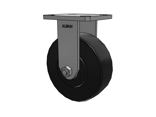 110 Series Kingpinless Top Plate Rigid Caster with 6 x 2 Black Polymer NX - Trionix High Impact Polymer Wheel