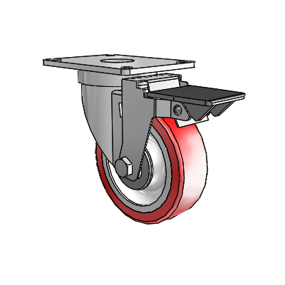 S30 Series Top Plate Stainless Steel Swivel Caster with 4 x 1.25 Advantage Heat (Flat) Wheel and PosiLoc Brake