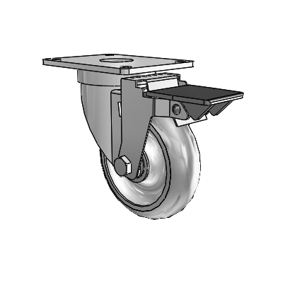 S30 Series Top Plate Stainless Steel Swivel Caster with 4 x 1.25 PolyLock (Grey) Wheel and PosiLoc Brake