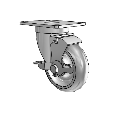 S30 Series Top Plate Stainless Steel Swivel Caster with 4 x 1.25 PolyLock (Grey) Wheel and VertiLoc Brake