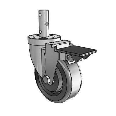 S30 Series Round Stem Stainless Steel Swivel Caster with 4 x 1.5 Phenolic Wheel and PosiLoc Brake