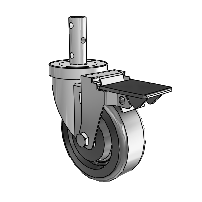S30 Series Round Stem Stainless Steel Swivel Caster with 4 x 1.5 Phenolic Wheel and PosiLoc Brake
