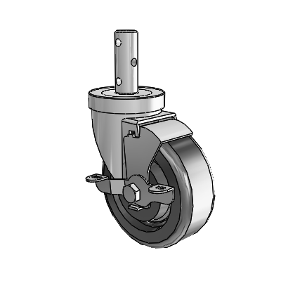 S30 Series Round Stem Stainless Steel Swivel Caster with 4 x 1.5 Phenolic Wheel and VertiLoc Brake
