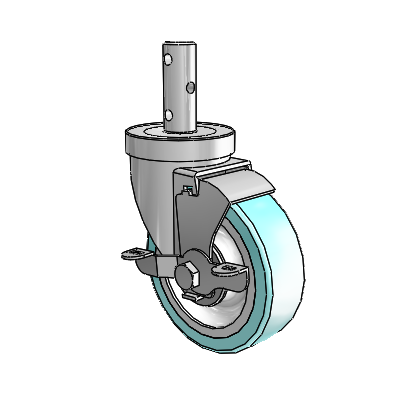 S30 Series Round Stem Stainless Steel Swivel Caster with 4 x 1.25 Advantage Health Wheel and VertiLoc Brake