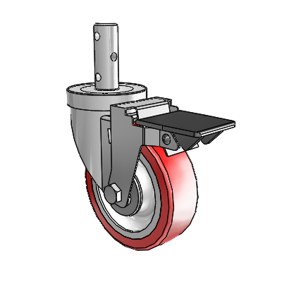 S30 Series Round Stem Stainless Steel Swivel Caster with 4 x 1.25 Advantage Heat (Flat) Wheel and PosiLoc Brake