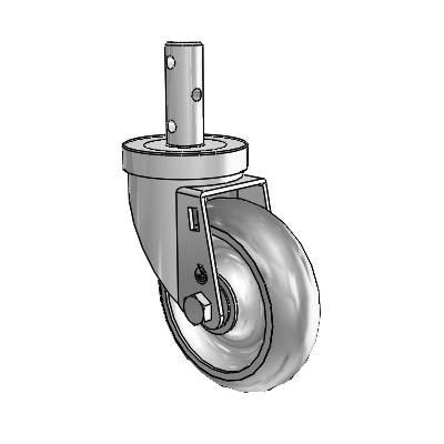 S30 Series Round Stem Stainless Steel Swivel Caster with 4 x 1.25 PolyLock (Grey) Wheel