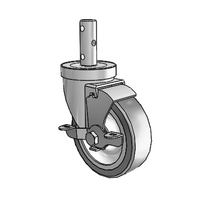 S30 Series Round Stem Stainless Steel Swivel Caster with 4 x 1.25 Advantage TPR (Flat) Wheel and VertiLoc Brake