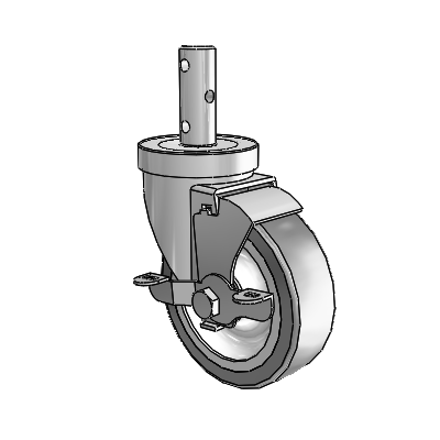 S30 Series Round Stem Stainless Steel Swivel Caster with 4 x 1.25 Advantage TPR (Flat) Wheel and VertiLoc Brake