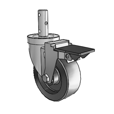 S30 Series Round Stem Stainless Steel Swivel Caster with 4 x 1.5 Hi-Temp Resin Wheel and PosiLoc Brake