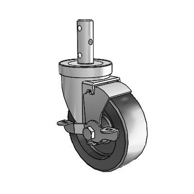 S30 Series Round Stem Stainless Steel Swivel Caster with 4 x 1.5 Hi-Temp Resin Wheel and VertiLoc Brake