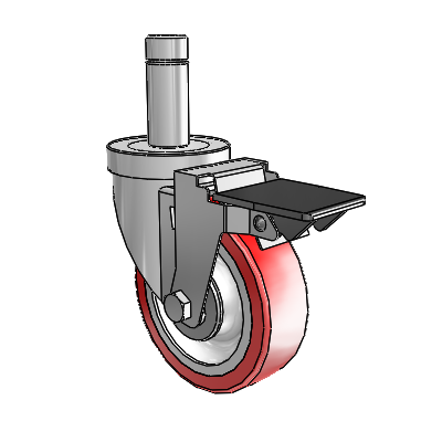 S30 Series Grip Ring Stainless Steel Swivel Caster with 4 x 1.25 Advantage Heat (Flat) Wheel and PosiLoc Brake