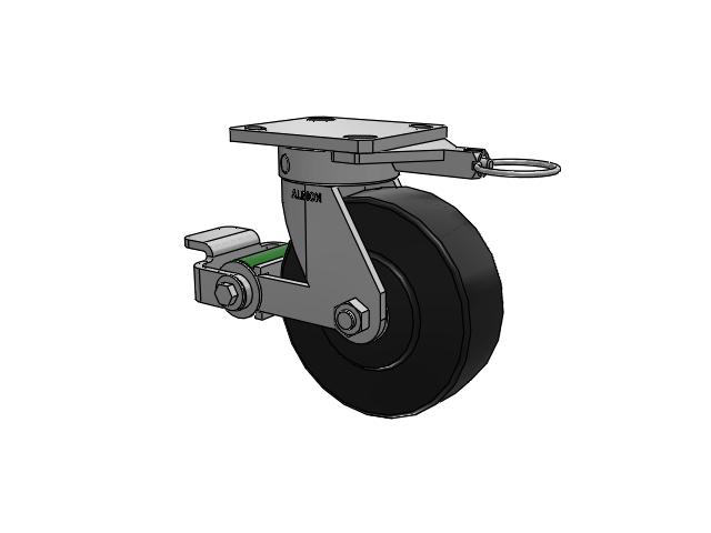 110 Series Kingpinless Top Plate Swivel Caster with 6 x 2 Black Polymer NX - Trionix High Impact Polymer Wheel and Poly Cam Brake