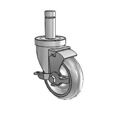 S30 Series Grip Ring Stainless Steel Swivel Caster with 4 x 1.25 PolyLock (Grey) Wheel and VertiLoc Brake