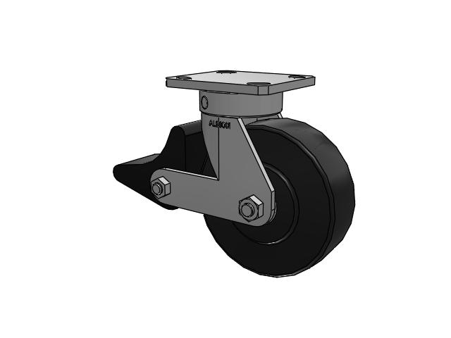 110 Series Kingpinless Top Plate Swivel Caster with 6 x 2 Black Polymer NX - Trionix High Impact Polymer Wheel and Poly Lock Integrated Brake