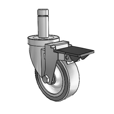 S30 Series Grip Ring Stainless Steel Swivel Caster with 4 x 1.25 Advantage TPR (Flat) Wheel and PosiLoc Brake