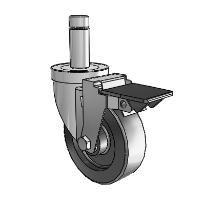 S30 Series Grip Ring Stainless Steel Swivel Caster with 4 x 1.25 Polyolefin Wheel and PosiLoc Brake