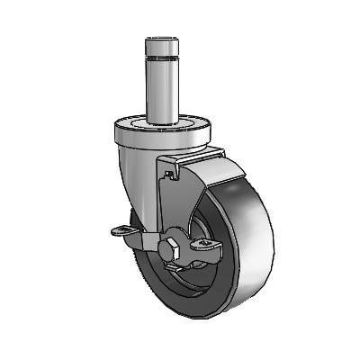 S30 Series Grip Ring Stainless Steel Swivel Caster with 4 x 1.5 Hi-Temp Resin Wheel and VertiLoc Brake