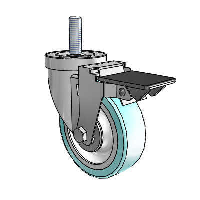 S30 Series Threaded Stem Stainless Steel Swivel Caster with 4 x 1.25 Advantage Health Wheel and PosiLoc Brake