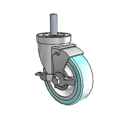 S30 Series Threaded Stem Stainless Steel Swivel Caster with 4 x 1.25 Advantage Health Wheel and VertiLoc Brake