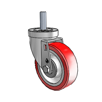 S30 Series Threaded Stem Stainless Steel Swivel Caster with 4 x 1.25 Advantage Heat (Flat) Wheel