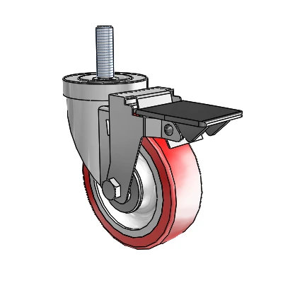 S30 Series Threaded Stem Stainless Steel Swivel Caster with 4 x 1.25 Advantage Heat (Flat) Wheel and PosiLoc Brake