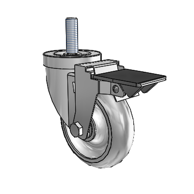 S30 Series Threaded Stem Stainless Steel Swivel Caster with 4 x 1.25 Advantage TPR (Round) Wheel and PosiLoc Brake