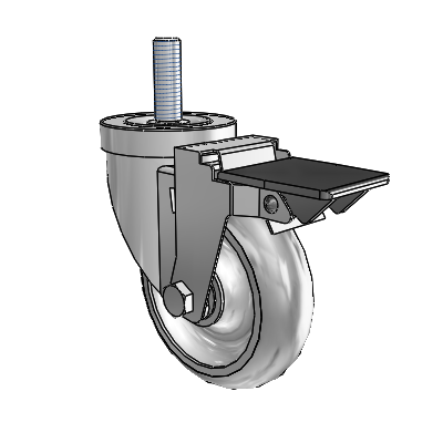 S30 Series Threaded Stem Stainless Steel Swivel Caster with 4 x 1.25 Advantage TPR (Round) Wheel and PosiLoc Brake