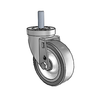 S30 Series Threaded Stem Stainless Steel Swivel Caster with 4 x 1.25 Advantage TPR (Flat) Wheel