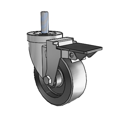 S30 Series Threaded Stem Stainless Steel Swivel Caster with 4 x 1.5 Hi-Temp Resin Wheel and PosiLoc Brake