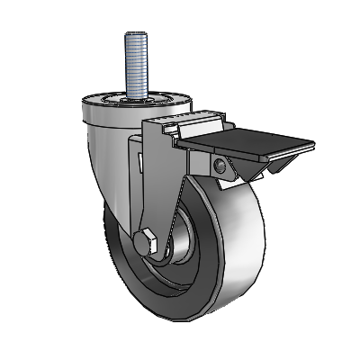 S30 Series Threaded Stem Stainless Steel Swivel Caster with 4 x 1.5 Hi-Temp Resin Wheel and PosiLoc Brake