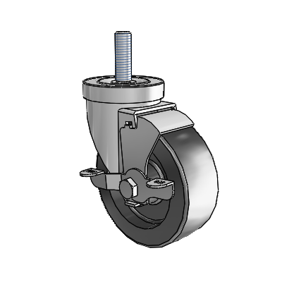 S30 Series Threaded Stem Stainless Steel Swivel Caster with 4 x 1.5 Hi-Temp Resin Wheel and VertiLoc Brake